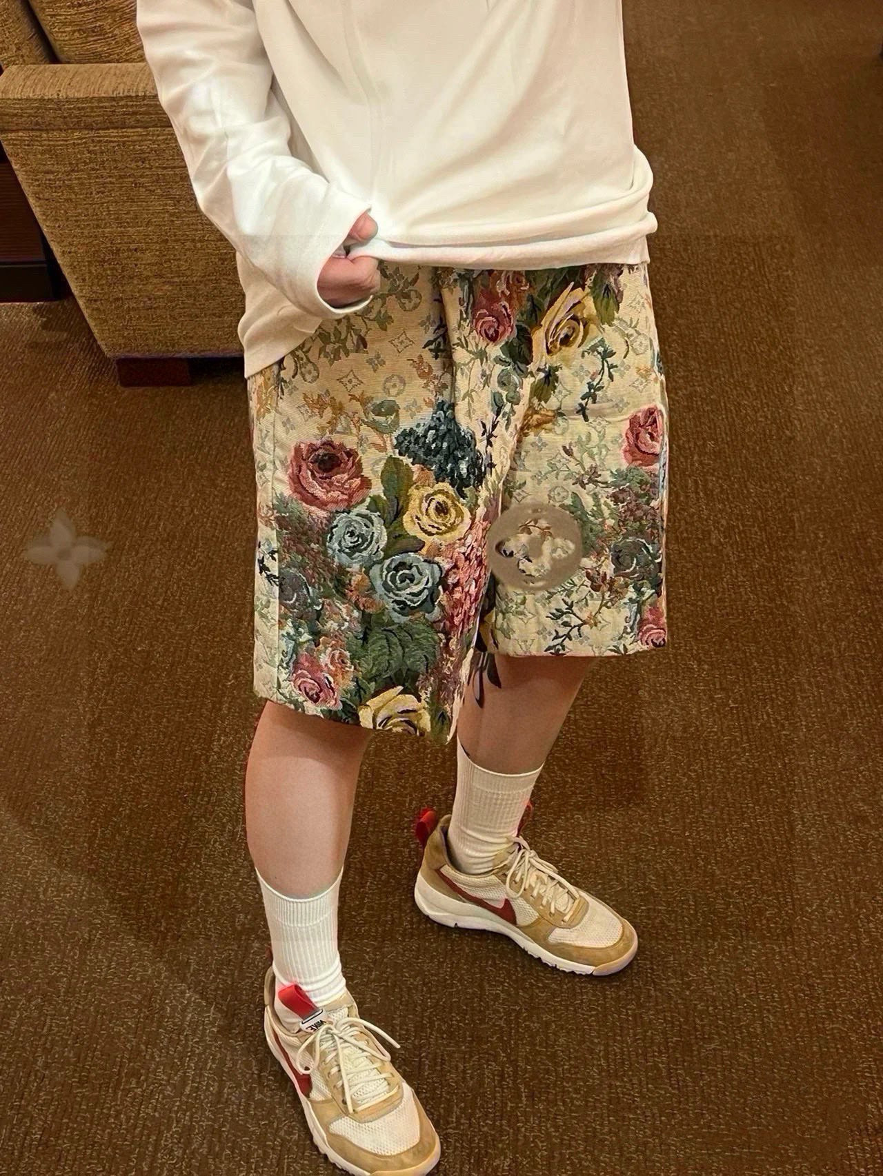 LV-ルイ・ヴィトン 夏の新作 花柄ジャカード カジュアル ゆったり ワイドレッグ ドローストリング 伸縮性