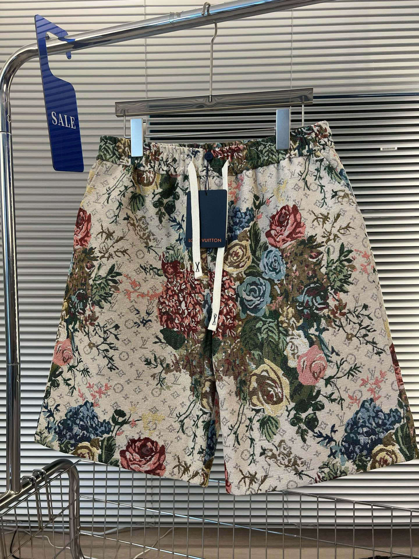 LV-ルイ・ヴィトン 夏の新作 花柄ジャカード カジュアル ゆったり ワイドレッグ ドローストリング 伸縮性