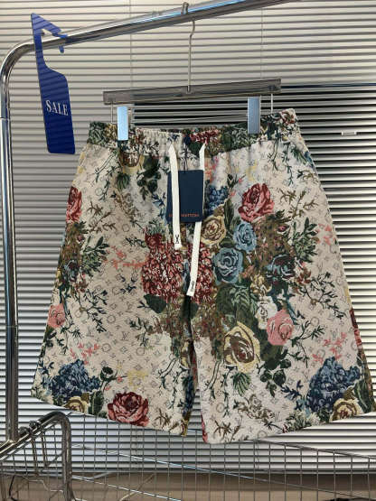 LV-ルイ・ヴィトン 夏の新作 花柄ジャカード カジュアル ゆったり ワイドレッグ ドローストリング 伸縮性