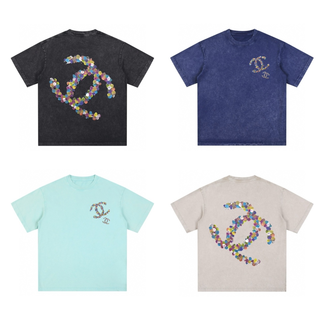 シャネル 2025年春夏コレクション グラフィックロゴ入り半袖Tシャツ。Kangliデジタルホワイトインクダイレクトプリント。