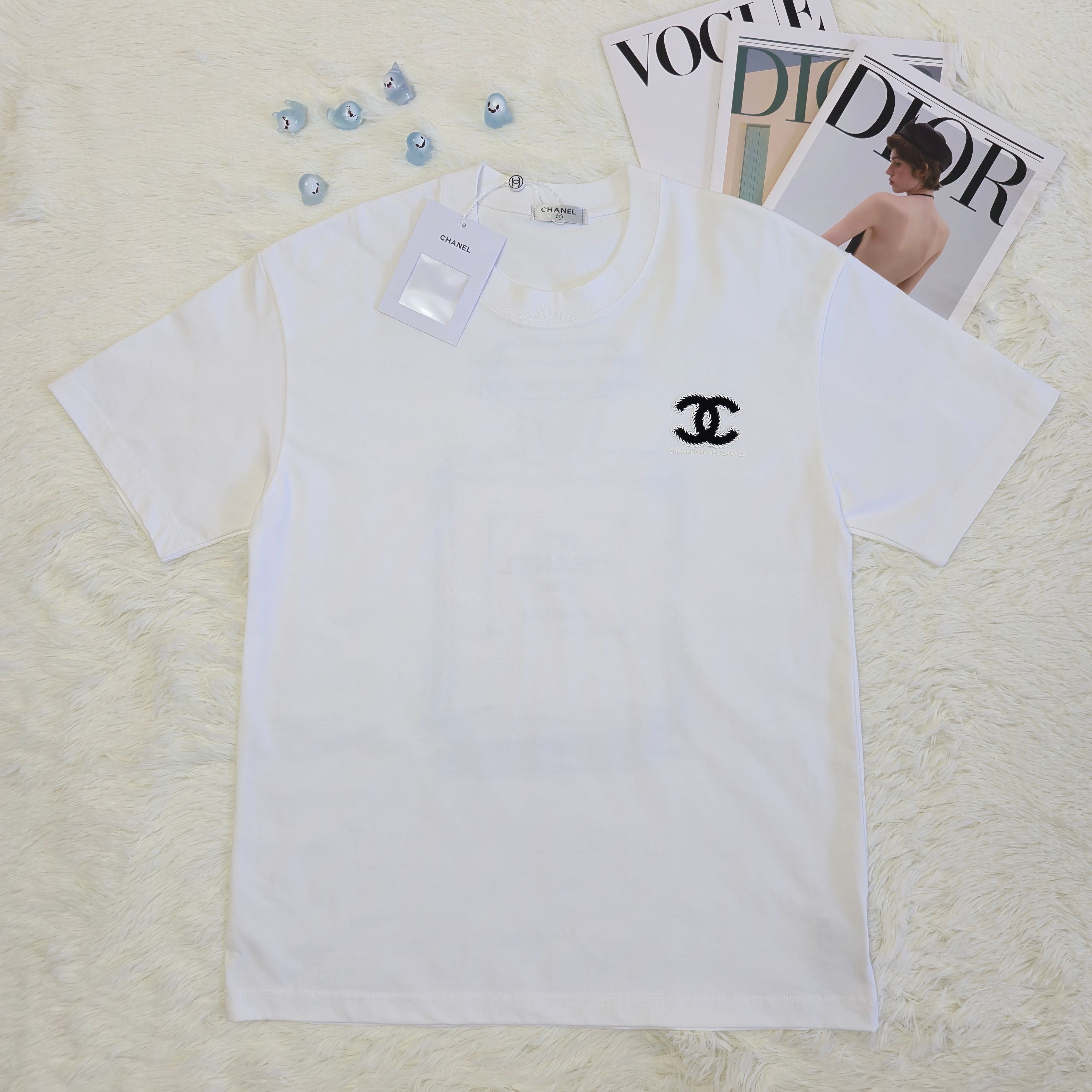 【シャネル】2025新作 CHANEL プリント ラウンドネック ドロップショルダー 半袖 Tシャツ ユニセックス