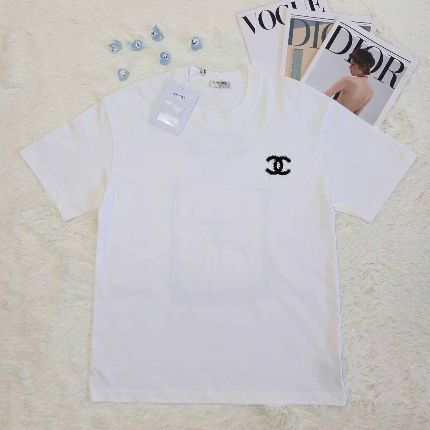 【シャネル】2025新作 CHANEL プリント ラウンドネック ドロップショルダー 半袖 Tシャツ ユニセックス