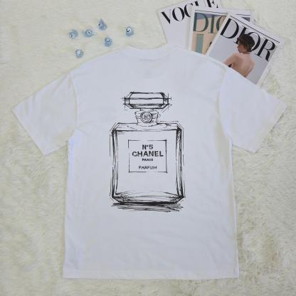 【シャネル】2025新作 CHANEL プリント ラウンドネック ドロップショルダー 半袖 Tシャツ ユニセックス