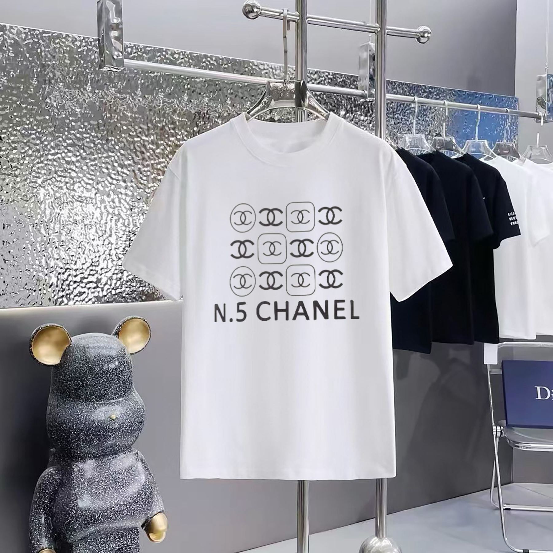 【シャネル】2025新作 CHANEL プリント ラウンドネック ドロップショルダー 半袖 Tシャツ ユニセックス