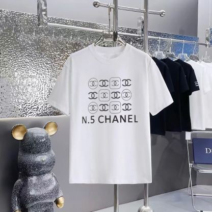【シャネル】2025新作 CHANEL プリント ラウンドネック ドロップショルダー 半袖 Tシャツ ユニセックス