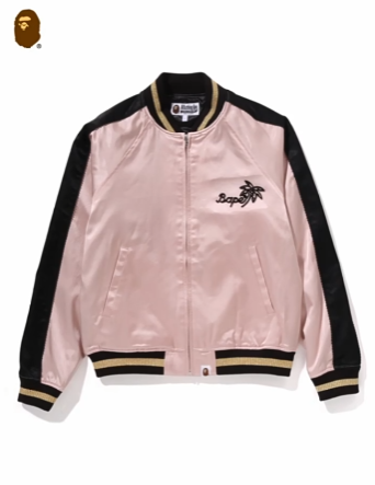 BAPE レディース 春夏 ネオン エイプヘッド グラフィック カラーブロック ベースボールジャケット