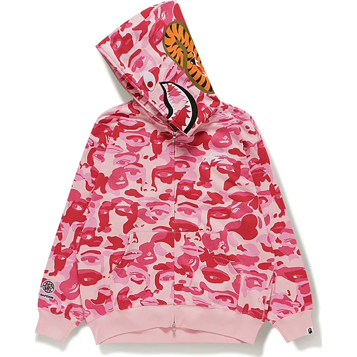 BAPE X KIDSUPER CAMO SHARK FULL ZIP HOODIE Color: Pink