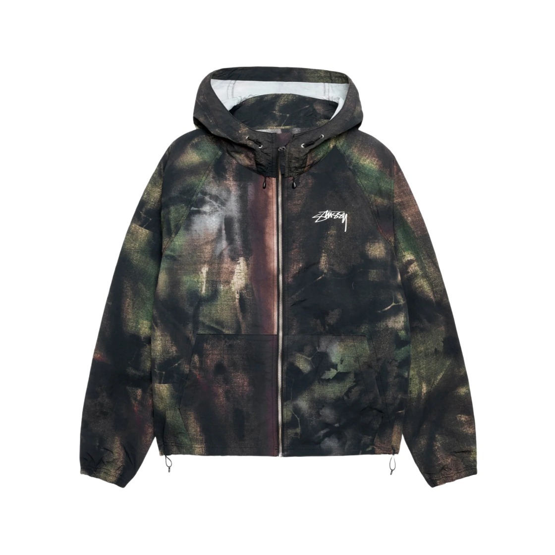 STUSSY BEACH SHELL STENPAT CAMO ナイロンジャケット  ブラック カモ シェルジャケット 