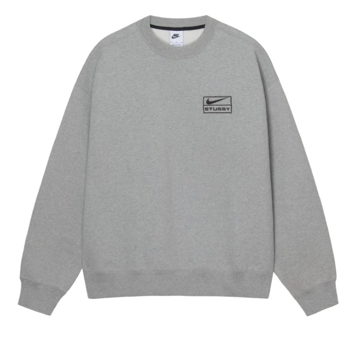 Stussy & Nike アシッドウォッシュフリースクルーネック セーター ダークグレー