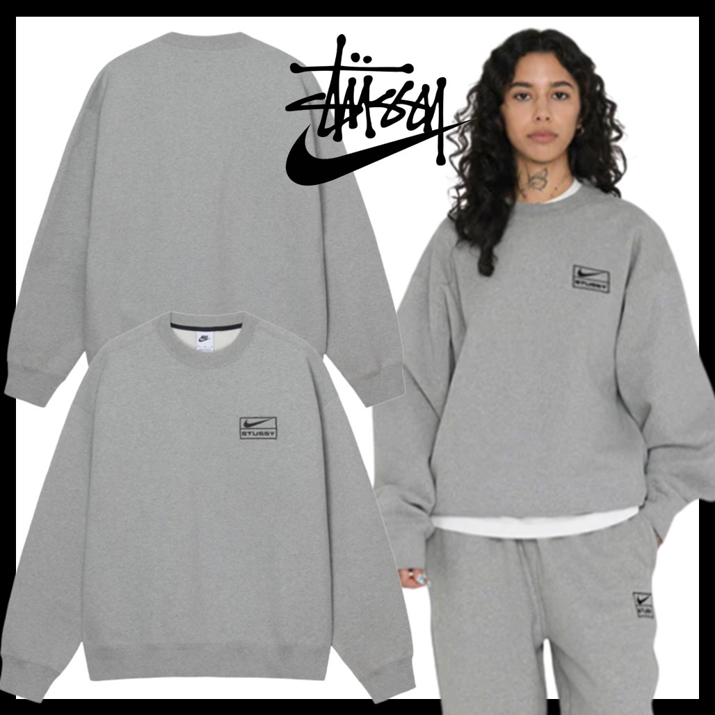 Stussy & Nike アシッドウォッシュフリースクルーネック セーター ダークグレー