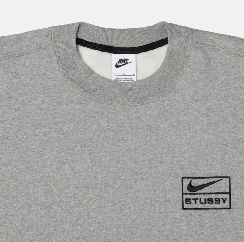 Stussy & Nike アシッドウォッシュフリースクルーネック セーター ダークグレー