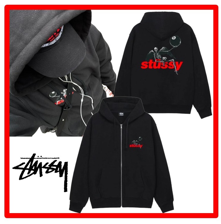 【Stussy】アポカリプス ジップフーディ ブラック（Apocalypse Zip Hoodie Black）