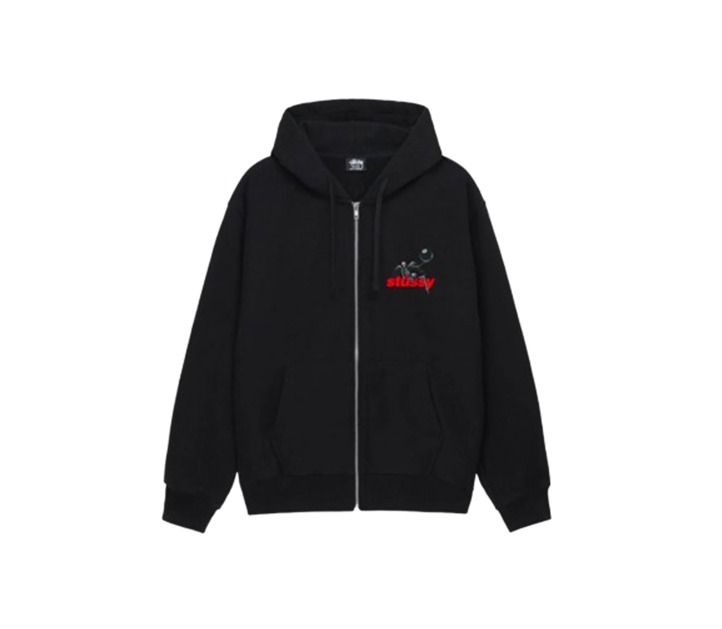 【Stussy】アポカリプス ジップフーディ ブラック（Apocalypse Zip Hoodie Black）
