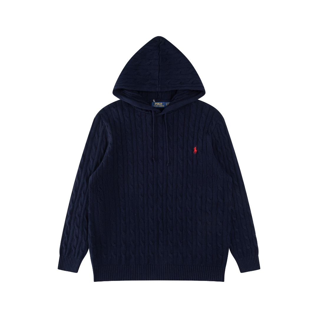 ラルフローレン公式フラッグシップストア 2025 ケーブルニット フード付きプルオーバーセーター、ユニセックス