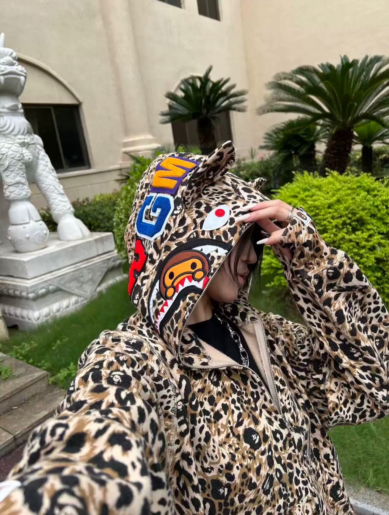 BAPE Milo Shark Full Zip Hoodie - Wild Leopard Edition