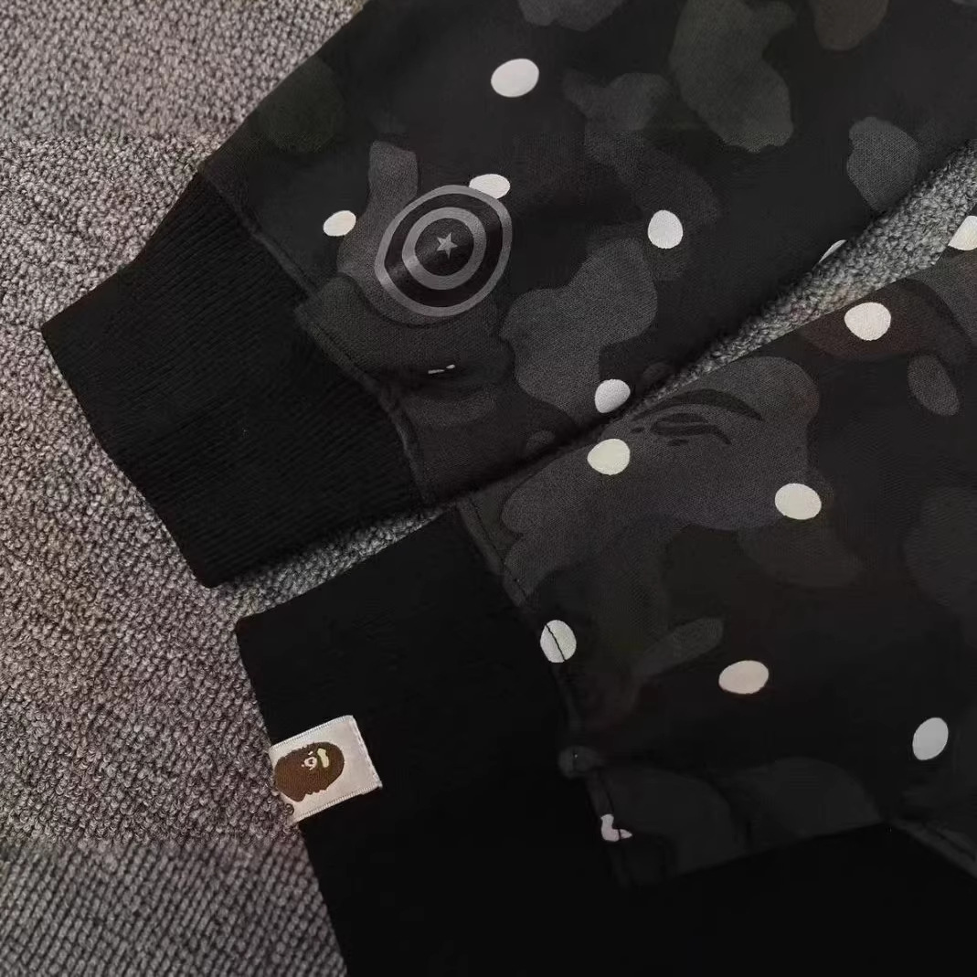 BAPE ABC Dot Shark Full Zip Hoodie Black