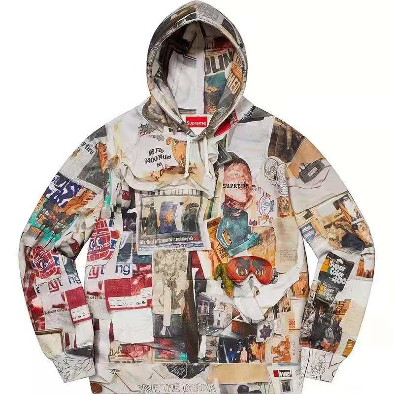 Supreme Dash's Wall Hooded コットン ルーズ パーカー ポスター グラフィティ スウェットシャツ