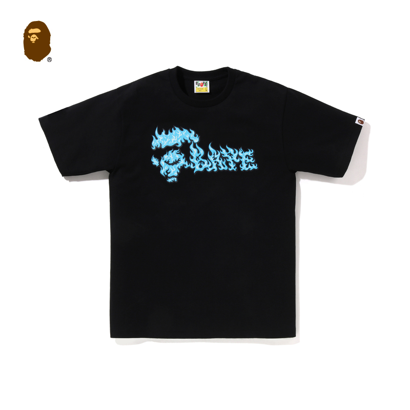 BAPE メンズ 春夏 フレイムエイプレタープリント半袖Tシャツ