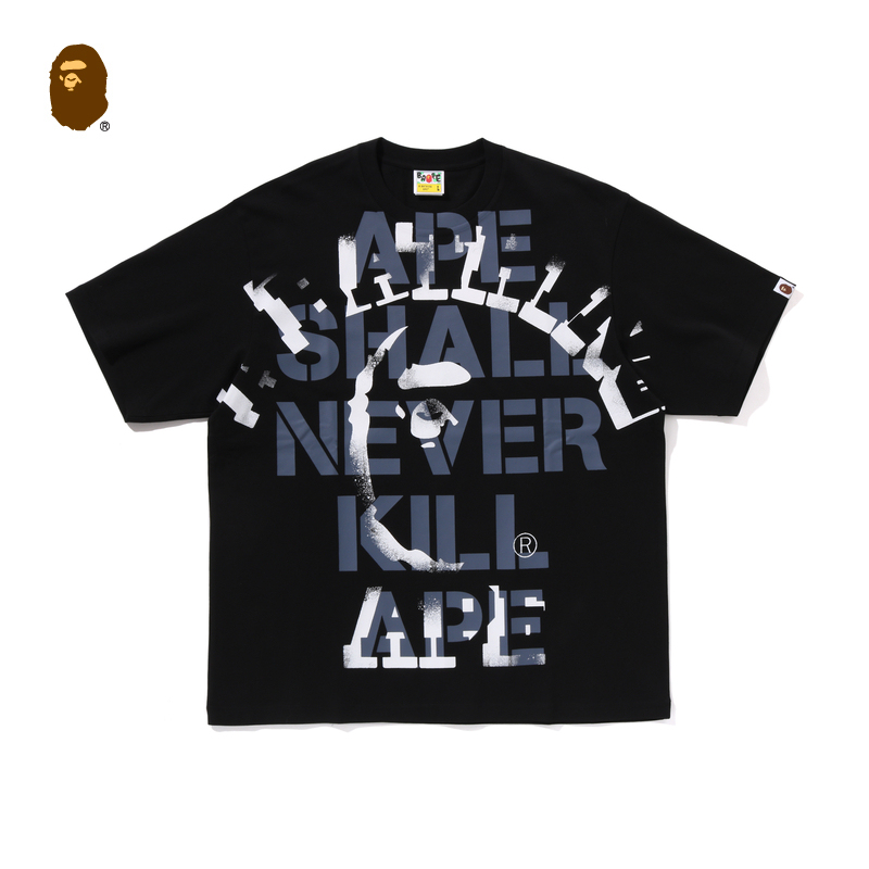 BAPE メンズ 春夏 猿頭文字 積み重ね柄 プリント 半袖 Tシャツ