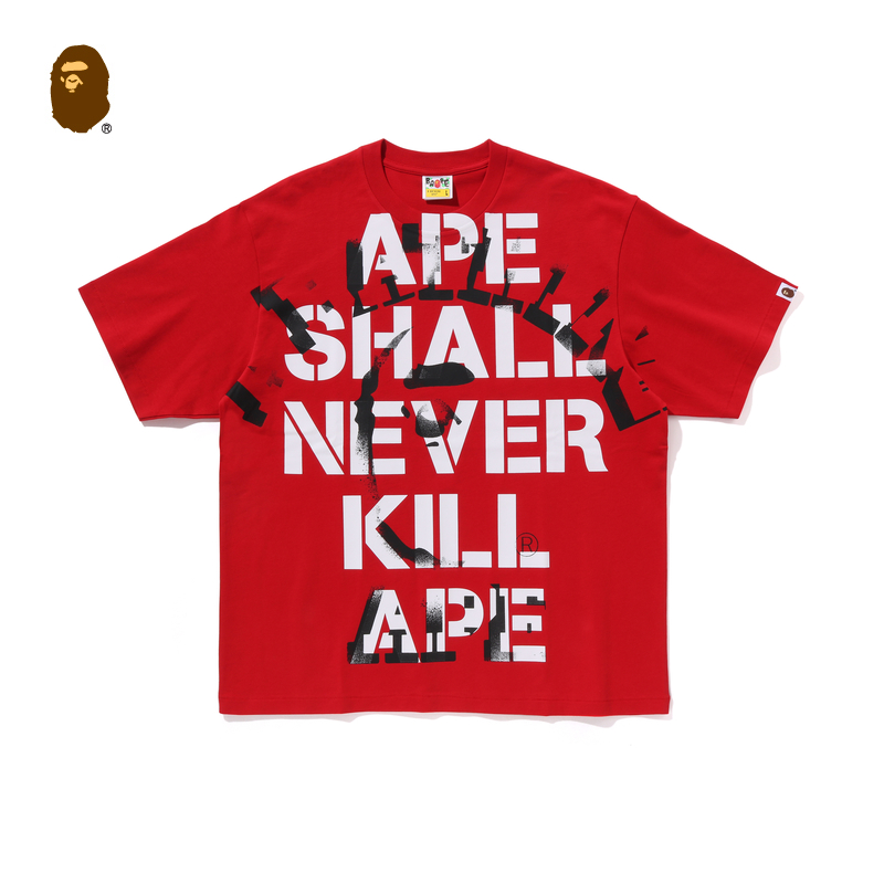BAPE メンズ 春夏 猿頭文字 積み重ね柄 プリント 半袖 Tシャツ