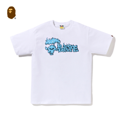 BAPE メンズ 春夏 フレイムエイプレタープリント半袖Tシャツ