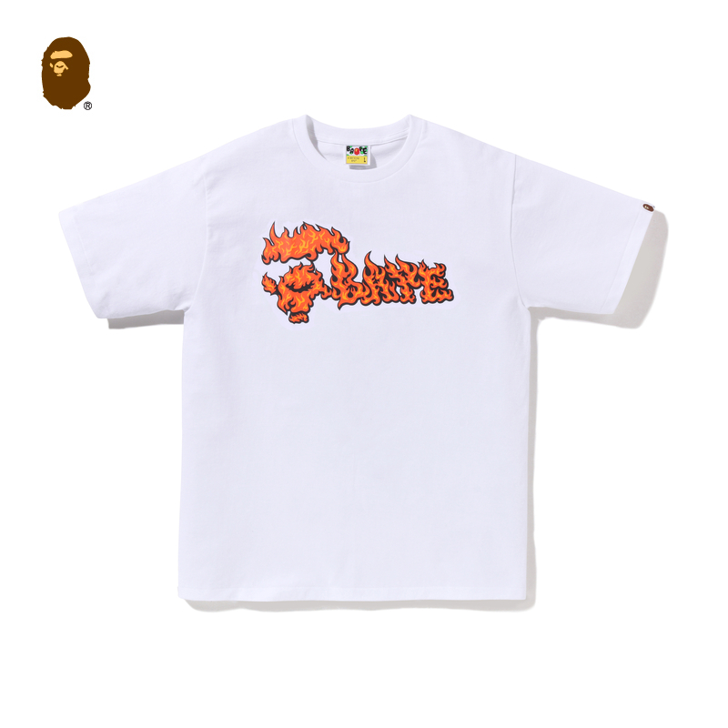 BAPE メンズ 春夏 フレイムエイプレタープリント半袖Tシャツ
