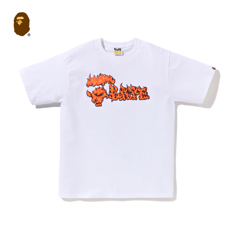 BAPE メンズ 春夏 フレイムエイプレタープリント半袖Tシャツ