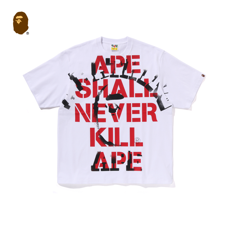 BAPE メンズ 春夏 猿頭文字 積み重ね柄 プリント 半袖 Tシャツ
