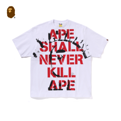 BAPE メンズ 春夏 猿頭文字 積み重ね柄 プリント 半袖 Tシャツ