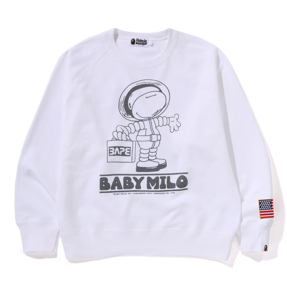 BAPE ラウンドネック スウェットシャツ スペースモンキー フロントとバックプリント ゆったり カジュアル