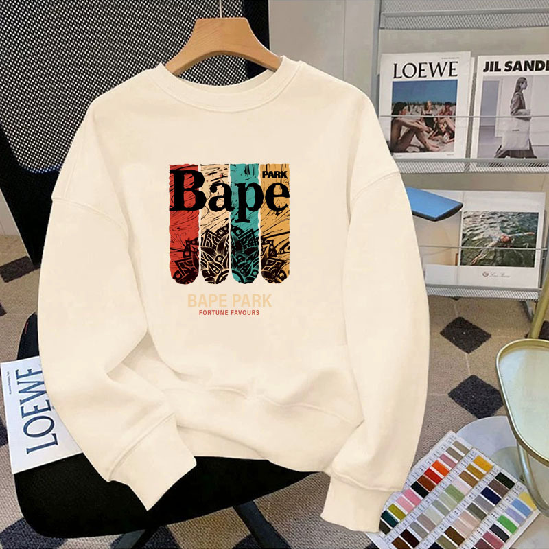 BAPE BEEN 長袖Tシャツ メンズ プリント ゆったり 新作 ラウンドネック スウェットシャツ メンズ 春秋 ボトムス シャツ トップス