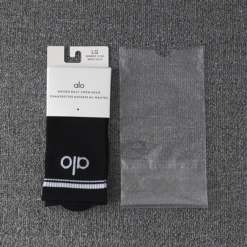 ALO ミドル丈 四季対応 レディース コットンソックス レターデザイン ストリートスタイル ハイソックス ヨガ・フィットネス用