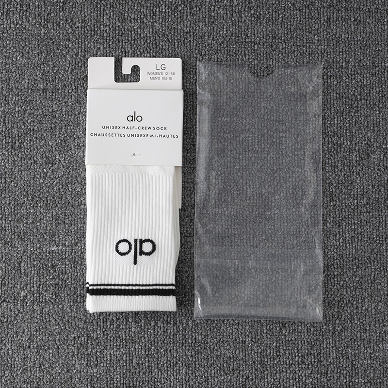 ALO ミドル丈 四季対応 レディース コットンソックス レターデザイン ストリートスタイル ハイソックス ヨガ・フィットネス用
