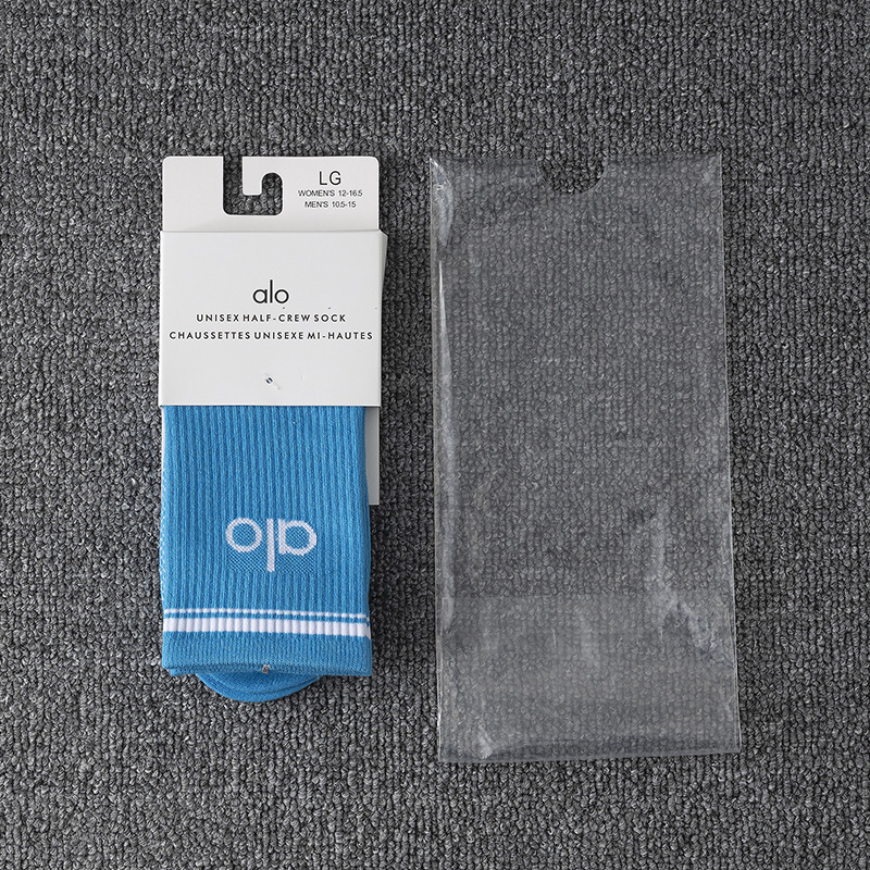 ALO ミドル丈 四季対応 レディース コットンソックス レターデザイン ストリートスタイル ハイソックス ヨガ・フィットネス用