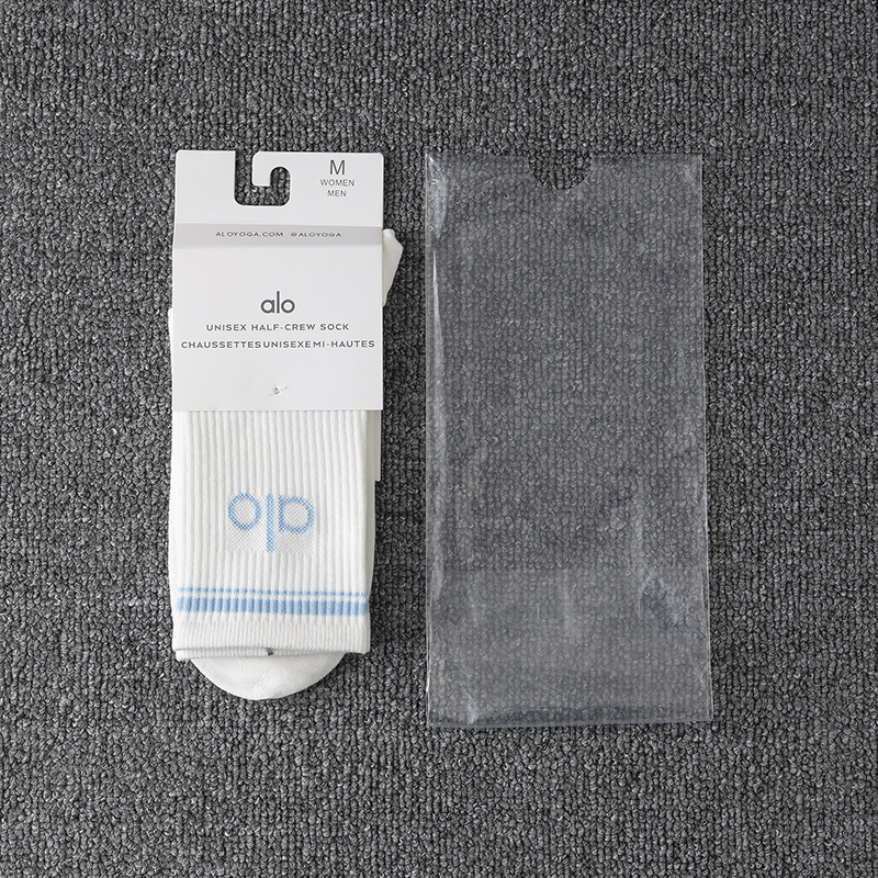 ALO ミドル丈 四季対応 レディース コットンソックス レターデザイン ストリートスタイル ハイソックス ヨガ・フィットネス用