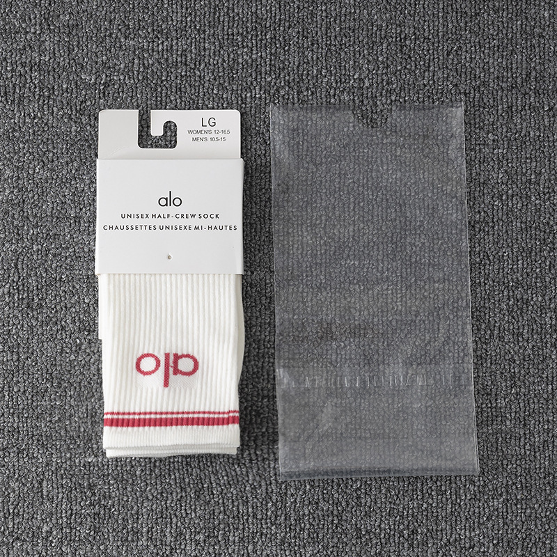 ALO ミドル丈 四季対応 レディース コットンソックス レターデザイン ストリートスタイル ハイソックス ヨガ・フィットネス用