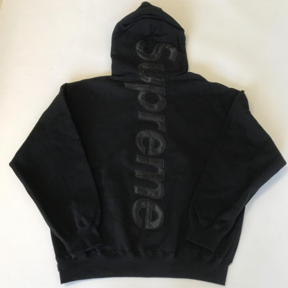 Supreme サテン アップリケ フード付き 刺繍ロゴ フード付きスウェットシャツ