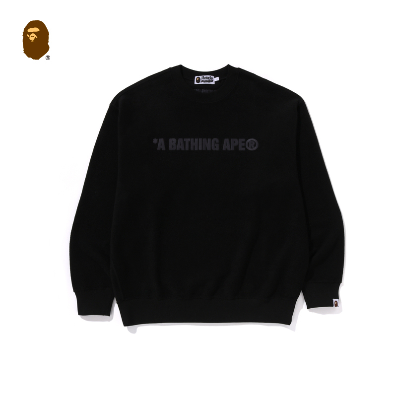 BAPE メンズ 2024 秋冬 同色文字刺繍 プラッシュ ラウンドネック スウェットシャツ