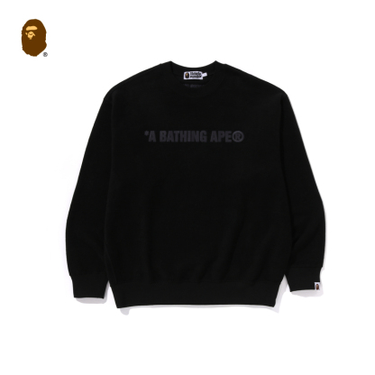 BAPE メンズ 2024 秋冬 同色文字刺繍 プラッシュ ラウンドネック スウェットシャツ