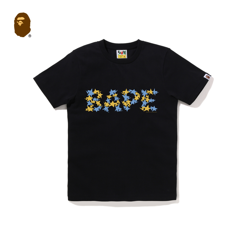 BAPE レディース 春夏 コントラストスターレタープリント柄 半袖Tシャツ