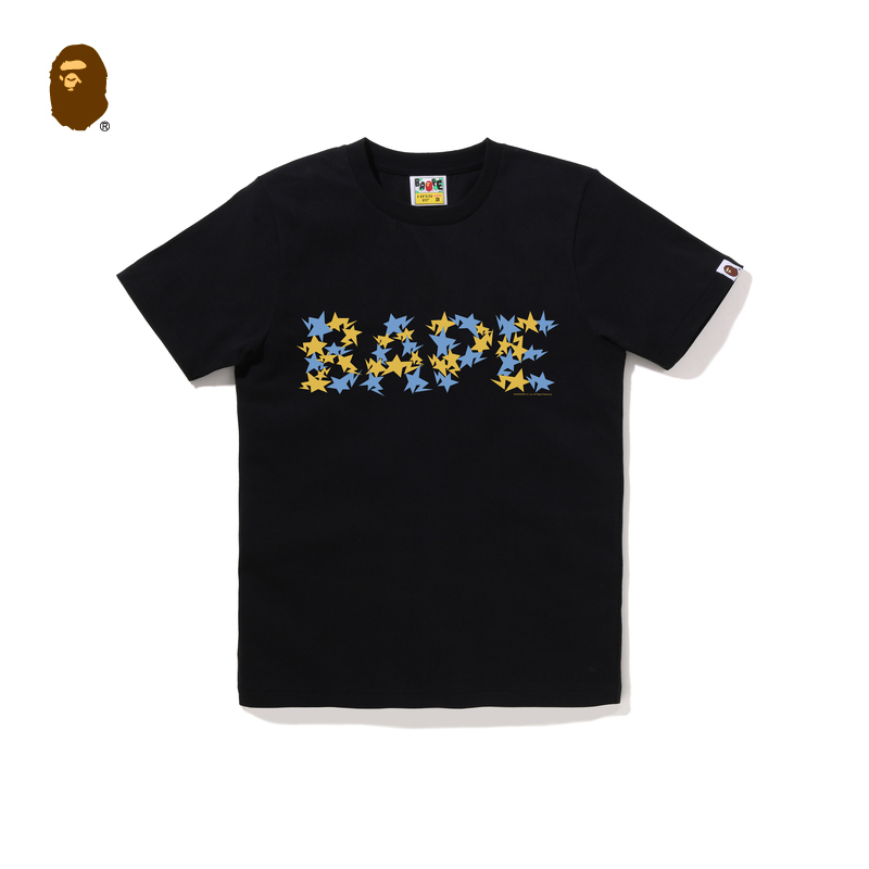 BAPE レディース 春夏 コントラストスターレタープリント柄 半袖Tシャツ