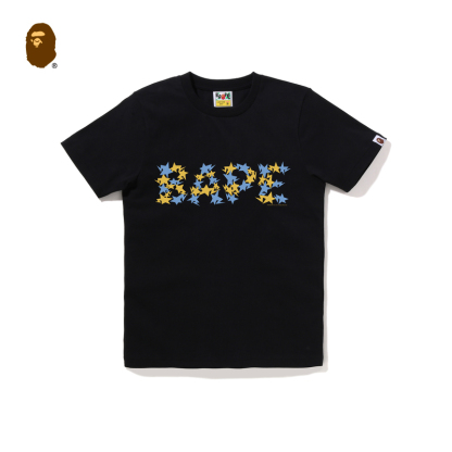 BAPE レディース 春夏 コントラストスターレタープリント柄 半袖Tシャツ