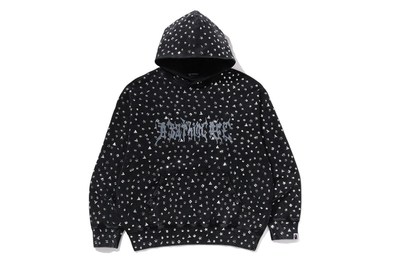 BAPE スタッズロゴ リラックス エイプマン パーカー スウェットシャツ メンズ