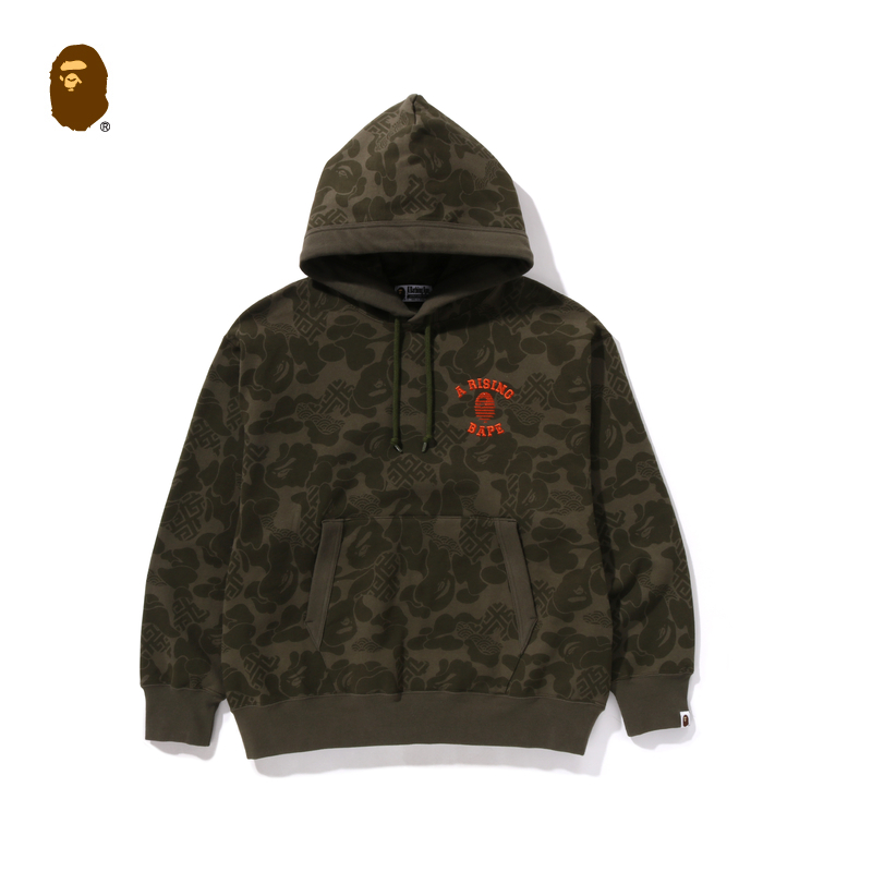 BAPE メンズ 春夏 オリエンタル クラシック トーテム アジアン カモフラージュ柄 コントラストカラー 刺繍 フード付き スウェットシャツ