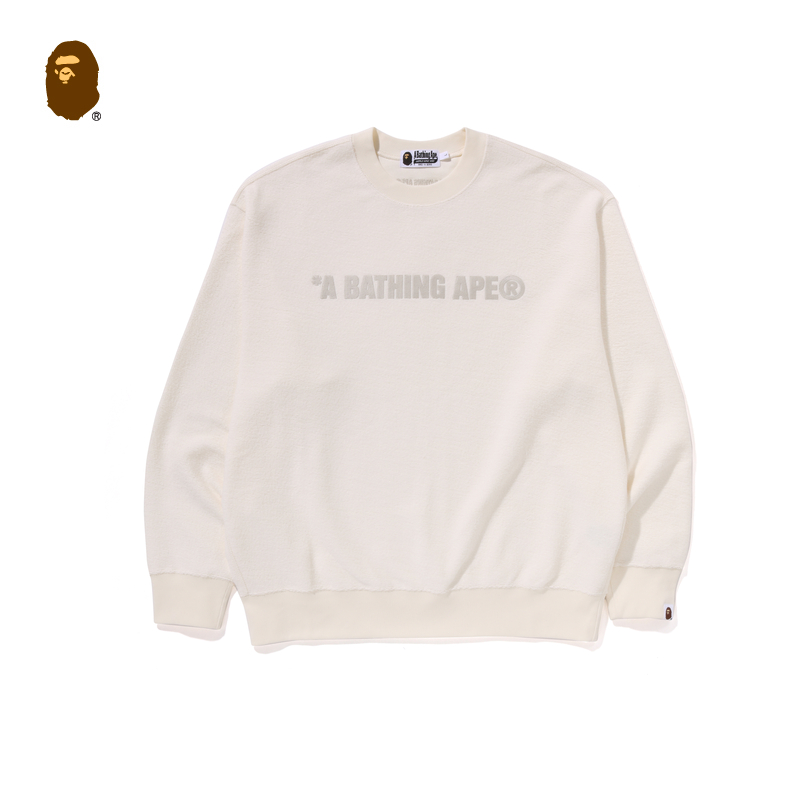 BAPE メンズ 2024 秋冬 同色文字刺繍 プラッシュ ラウンドネック スウェットシャツ