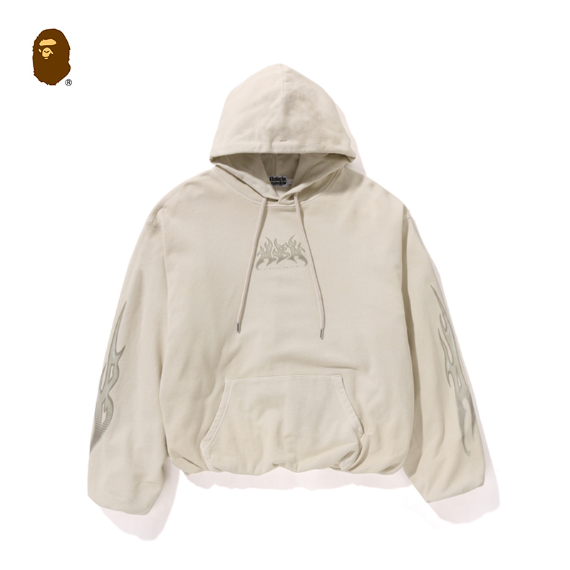 BAPE メンズ 春夏 炎柄プリント 無地 フード付きスウェットシャツ