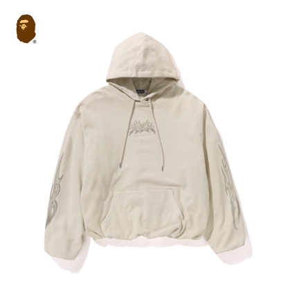 BAPE メンズ 春夏 炎柄プリント 無地 フード付きスウェットシャツ