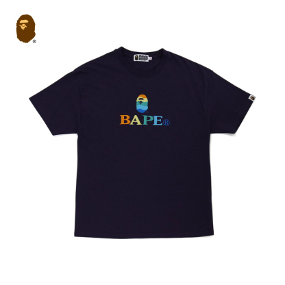 BAPE レディース 秋冬 猿頭文字カラーグラデーション刺繍半袖Tシャツ