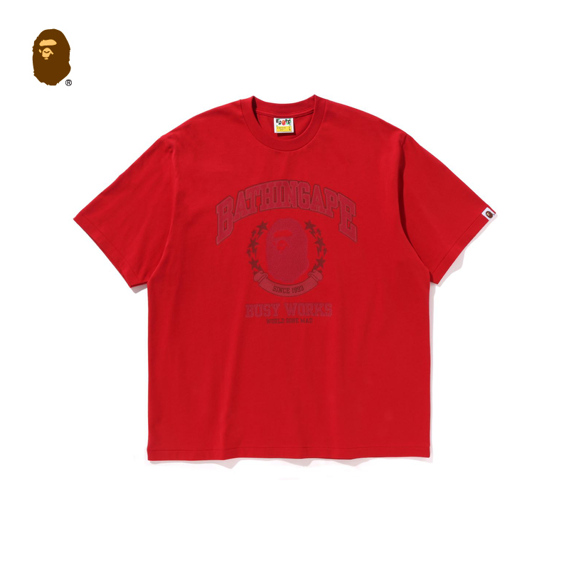 BAPE メンズ 春夏 クラック エイプヘッド レタープリント 半袖 Tシャツ