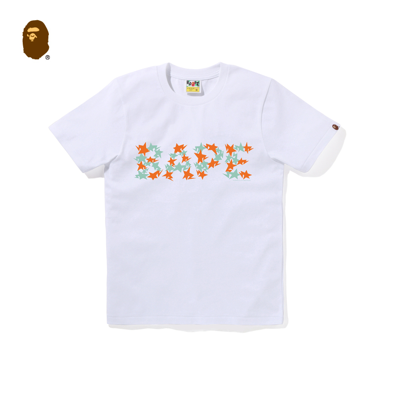 BAPE レディース 春夏 コントラストスターレタープリント柄 半袖Tシャツ